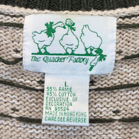 The Quaker Factory Christmas Knit Sweater Vest Women Sze L Button Up Embroidered - Picture 9 of 11